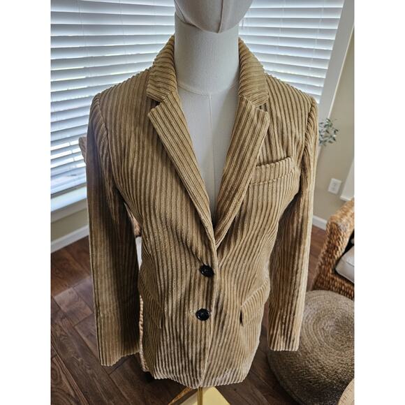 J.Crew Corduroy Blazer Jacket Womens Size 4 Tan Lined Career Academia Preppy - Picture 3 of 9